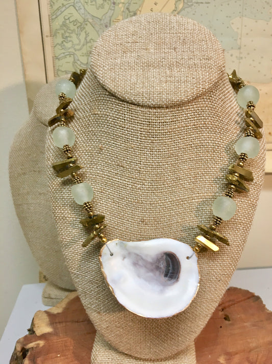 Necklace Oyster Shell Custom Beaded