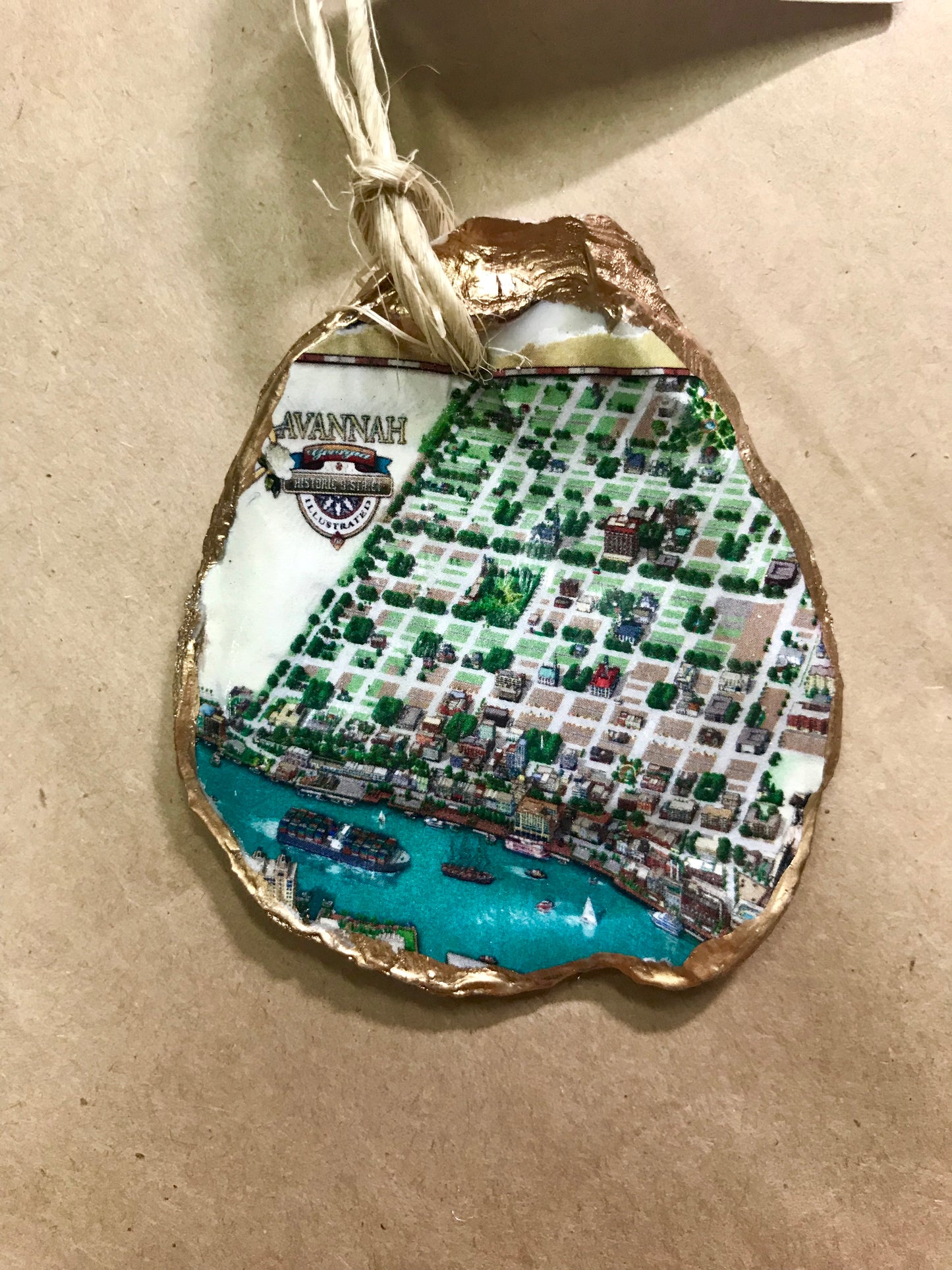 Oyster ornament Savannah tour map