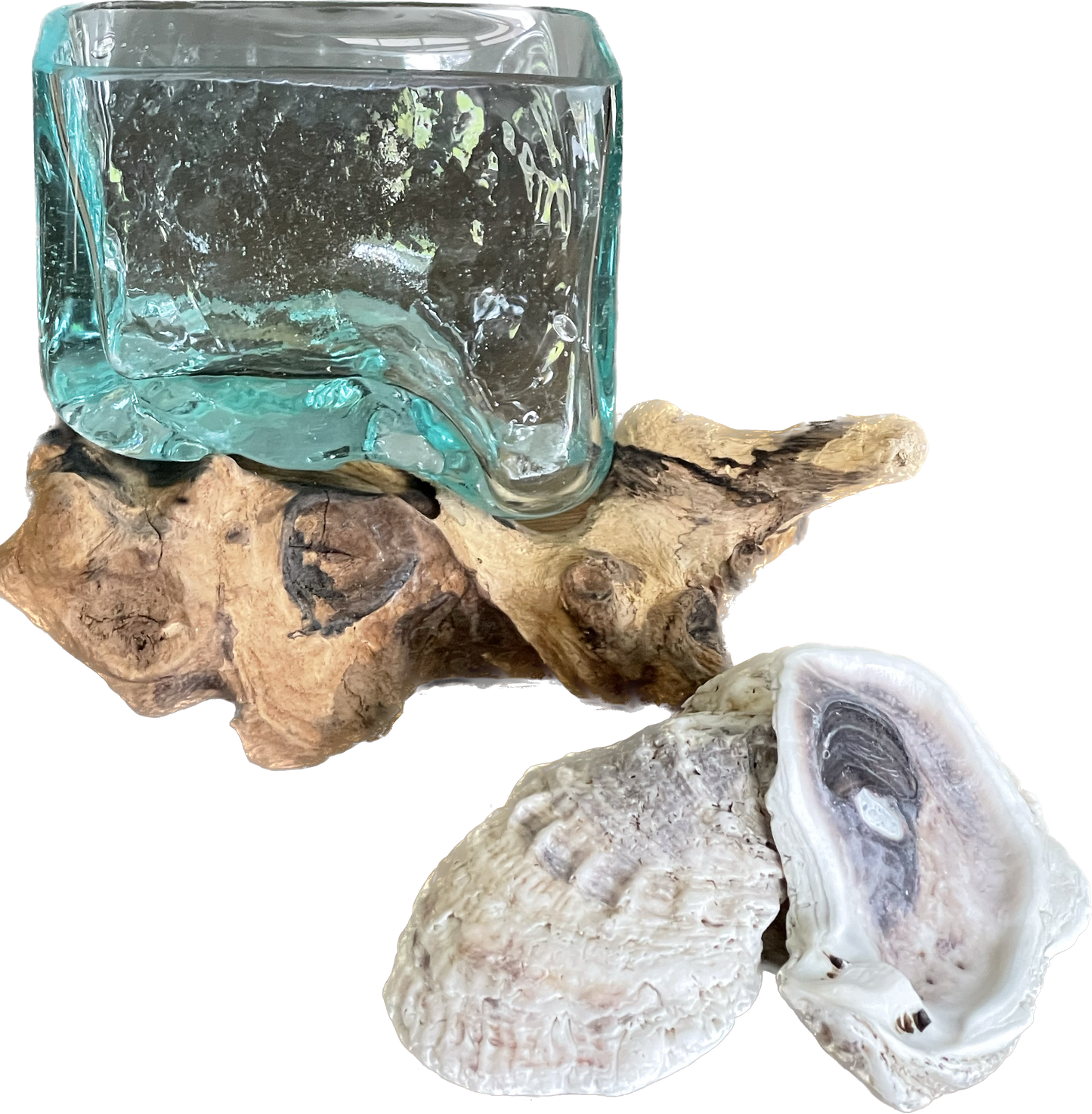 Driftwood Blown Glass Candle Holder Rectangular Glass