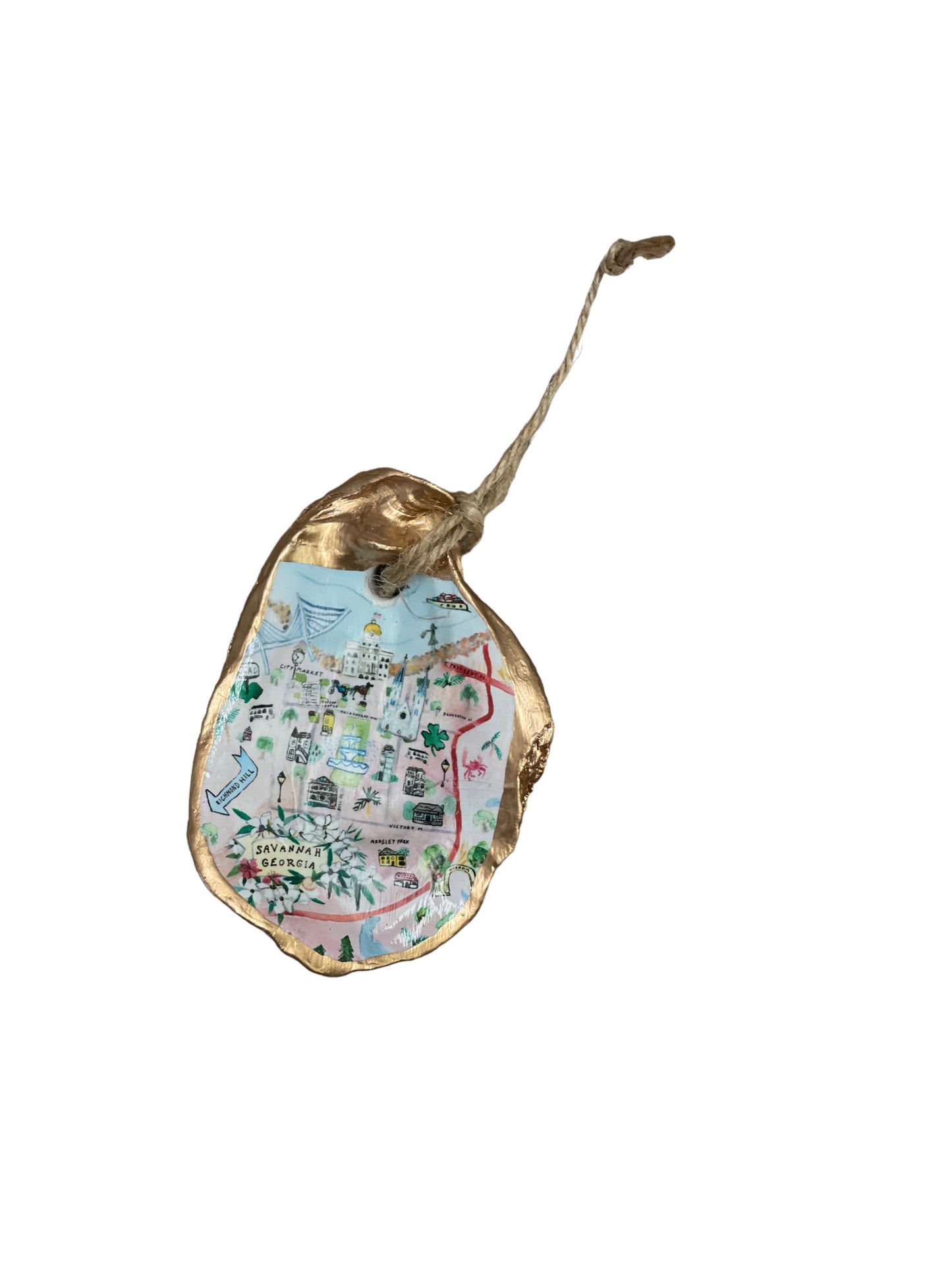 Oyster ornament Savannah, GA Downtown Watercolor
