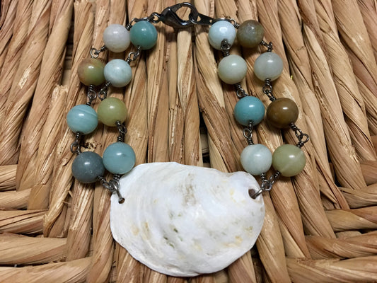 Bracelet Oyster Shell Double Amazonite