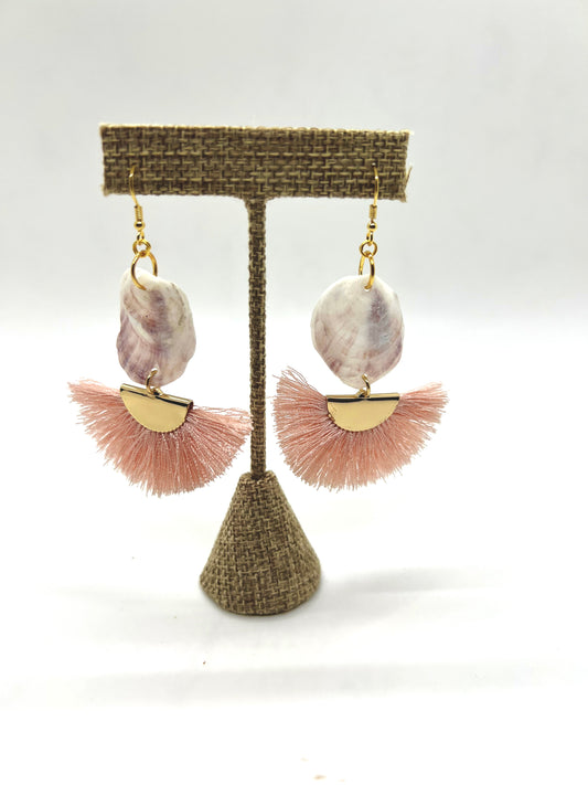 Earrings Dangle tassel oyster