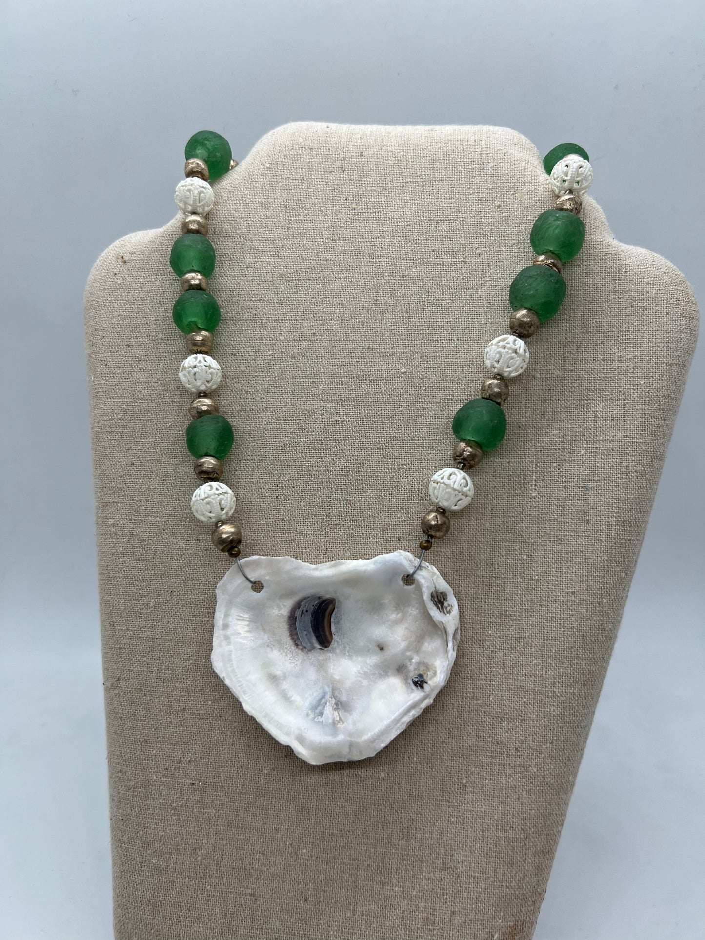 Necklace Oyster Shell Custom Beaded