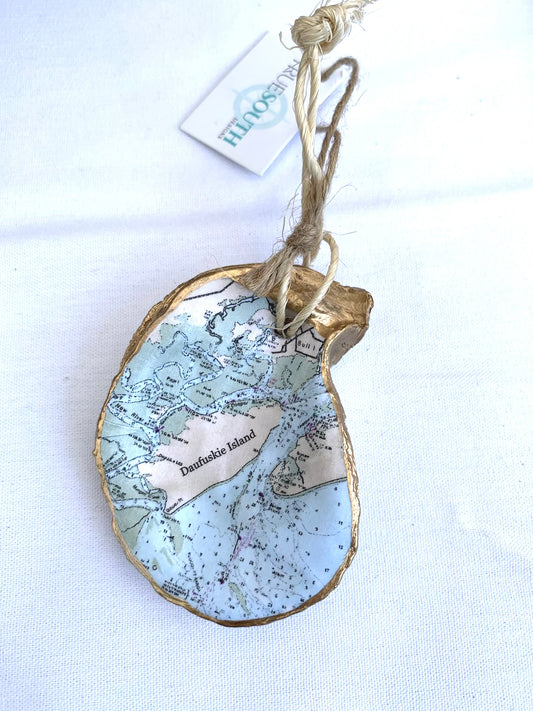 Oyster ornament Daufuskie nautical map