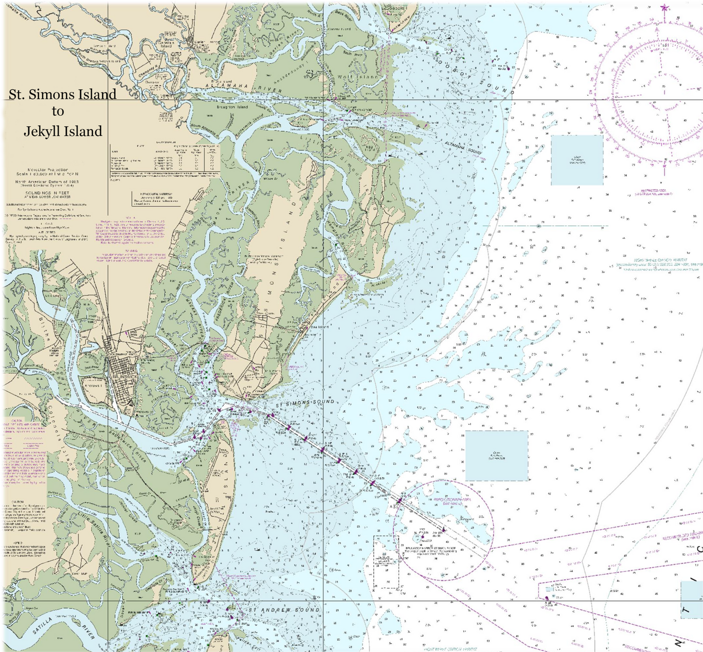 UV shirt long sleeve Nautical St. Simons/Jekyll Island chart